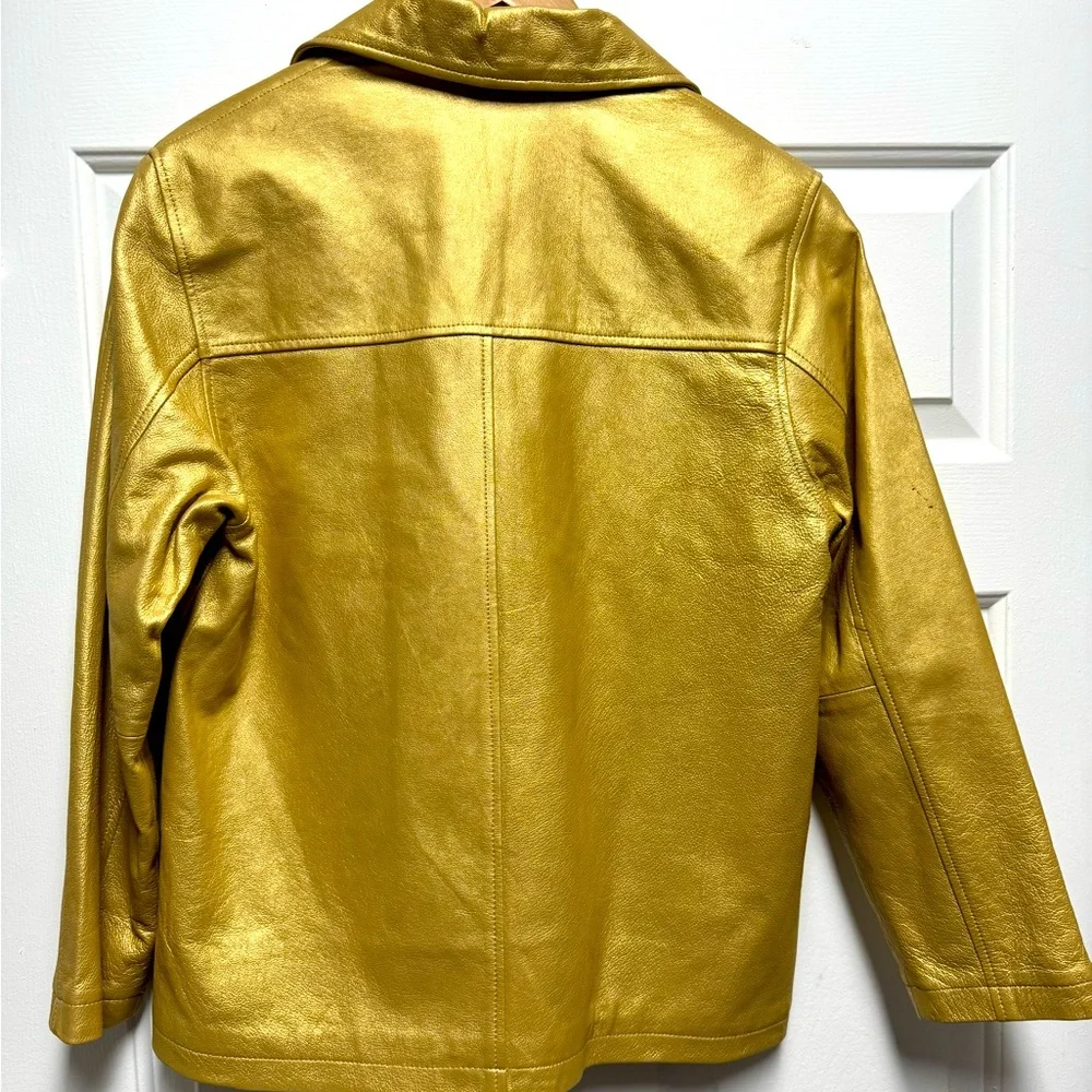 Tandy Leather / Santa Fe Leather Women's Gold double breasted Jacket, sz 8 - Picture 3 of 13
